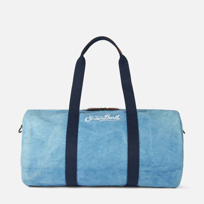Shop Mc2 Saint Barth Travel Duffel Denim Bag In Blue