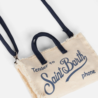 Shop Mc2 Saint Barth Phone Holder White Bag With Blue Logo