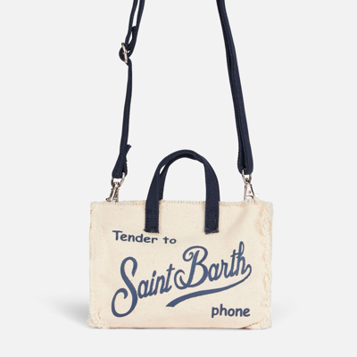 Shop Mc2 Saint Barth Phone Holder White Bag With Blue Logo