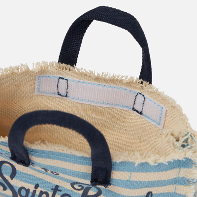 Mc2 Saint Barth Phone Holder Bag With Striped Print In Sky