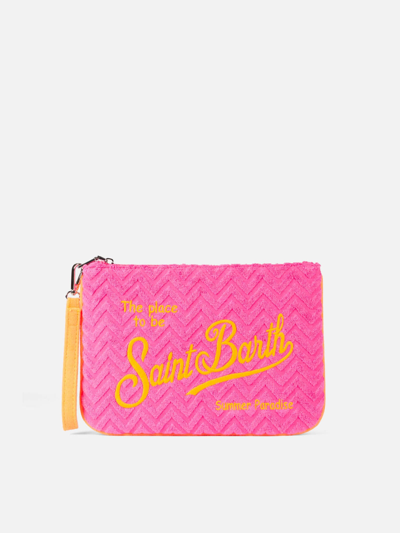 Shop Mc2 Saint Barth Parisienne Terry Pochette With Embossed Pattern In Pink