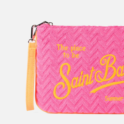 Shop Mc2 Saint Barth Parisienne Terry Pochette With Embossed Pattern In Pink