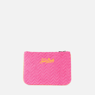 Shop Mc2 Saint Barth Parisienne Terry Pochette With Embossed Pattern In Pink