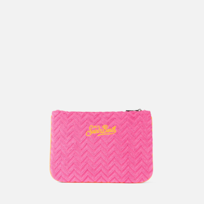 Mc2 Saint Barth Parisienne Terry Pochette With Embossed Pattern In Pink