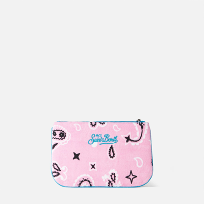 Shop Mc2 Saint Barth Parisienne Terry Pouch Bag With Paisley Print In Pink