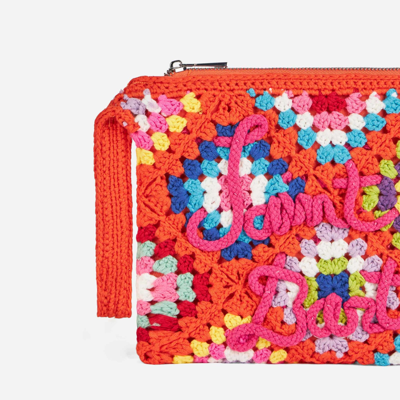 Mc2 Saint Barth Orange Crochet Pochette In Orange
