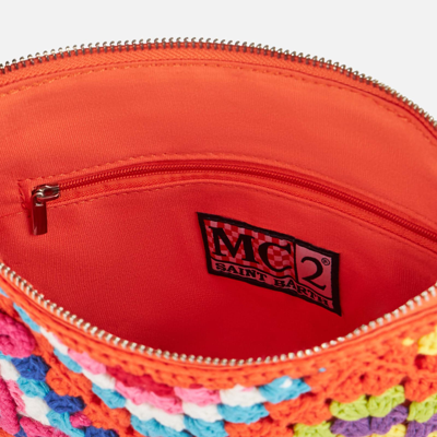 Mc2 Saint Barth Orange Crochet Pochette In Orange