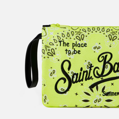 Mc2 Saint Barth Parisienne Canvas Pochette With Bandanna Print In Fluo