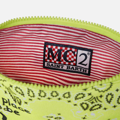 Mc2 Saint Barth Parisienne Canvas Pochette With Bandanna Print In Fluo
