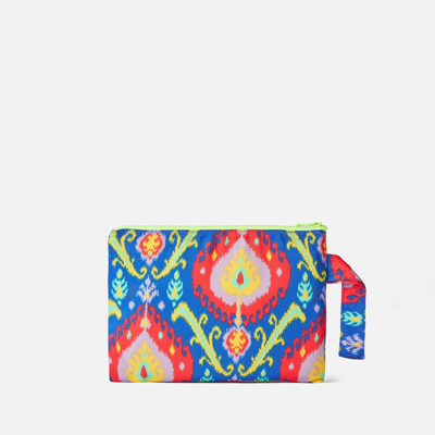 Mc2 Saint Barth Pareasy Nylon Pochette With Ikat Print In Blue