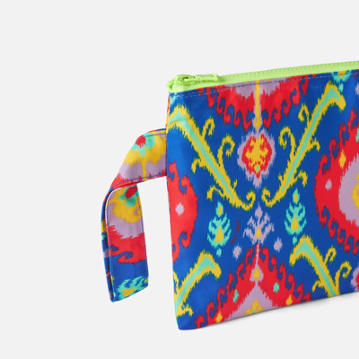 Mc2 Saint Barth Pareasy Nylon Pochette With Ikat Print In Blue