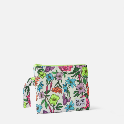 Mc2 Saint Barth Pareasy Nylon Pochette With Flower Print In Multicolor