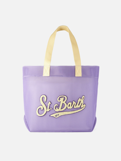 Shop Mc2 Saint Barth Mesh Purple Shopper Bag With Terry Patch Melissa Satta Special Edition In Pink