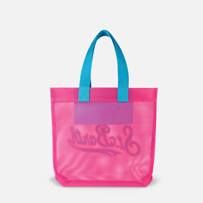 Shop Mc2 Saint Barth Mesh Fuchsia Shopper Bag With Terry Patch In Pink