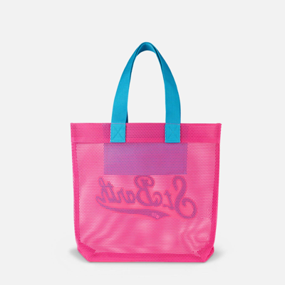 Mc2 Saint Barth Mesh Fuchsia Shopper Bag With Terry Patch In Pink
