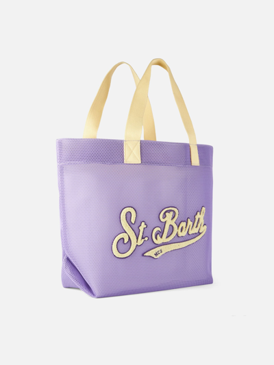 Shop Mc2 Saint Barth Mesh Purple Shopper Bag With Terry Patch Melissa Satta Special Edition In Pink