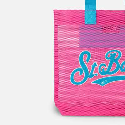 Mc2 Saint Barth Mesh Fuchsia Shopper Bag With Terry Patch In Pink