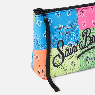 Mc2 Saint Barth Aline Scuba Pochette With Fluo Bandanna Print In Fluo