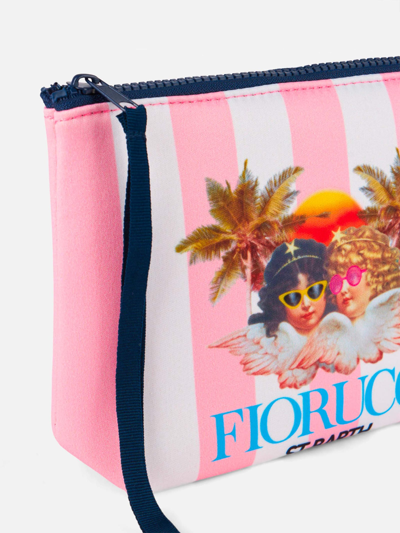 Shop Mc2 Saint Barth Aline Scuba Pochette With Fiorucci Print Fiorucci Special Edition In Pink