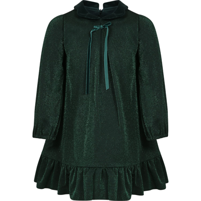 Shop La Stupenderia Green Dress For Girl With Bow