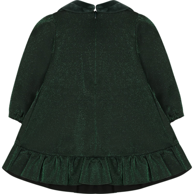 Shop La Stupenderia Green Dress For Baby Girl With Bow