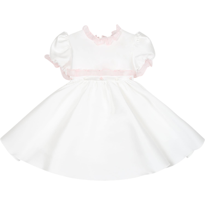 Shop La Stupenderia White Dress For Baby Girl With Flowers