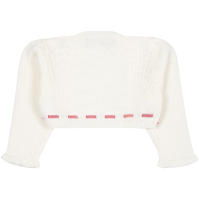 Shop La Stupenderia White Cardigan For Baby Girl With Bows
