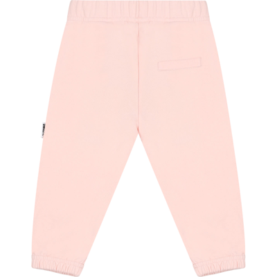 Shop Palm Angels Pink Trousers For Baby Girl With Logo
