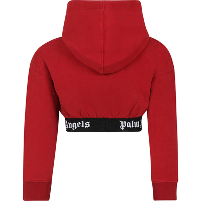 Shop Palm Angels Burgundy Sweatshirt For Girl With Logo In Bordeaux