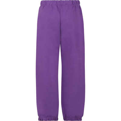 Shop Palm Angels Purple Trousers For Kids With Logo In Violet