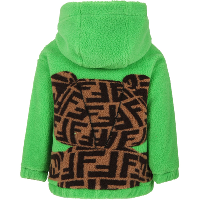 Shop Fendi Green Sweatshirt For Kids With Bear