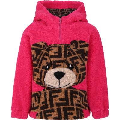 Shop Fendi Fuchsia Sweatshirt With Bear For Girl