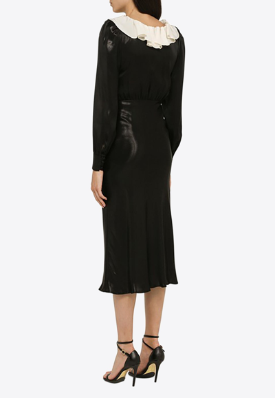 Shop Alessandra Rich Bow-embellished Midi Dress In Black