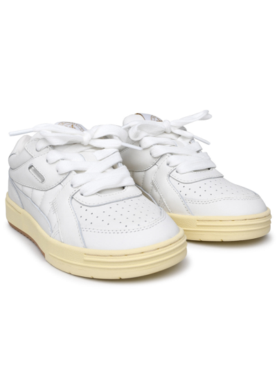 Shop Palm Angels Woman  White Leather Sneakers