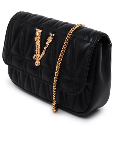 Shop Versace Woman Black Leather Virtus Bag