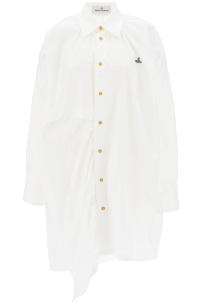 Shop Vivienne Westwood Gibbon Asymmetric Shirt Dress With Cut-outs Women In White