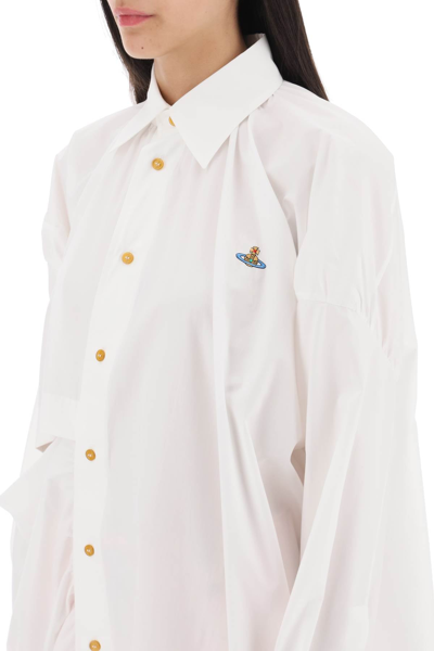 Shop Vivienne Westwood Gibbon Asymmetric Shirt Dress With Cut-outs Women In White