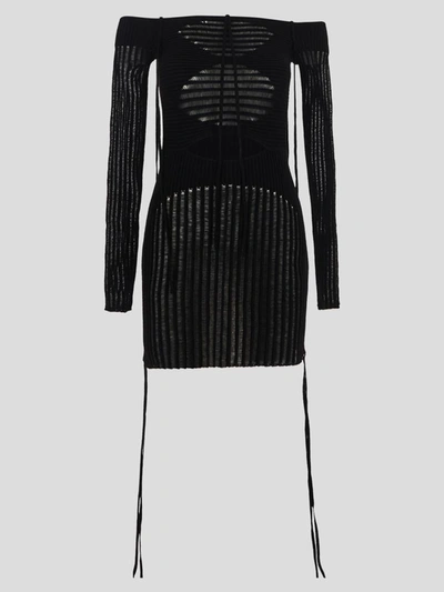 Andrea Adamo Andreādamo Knit Ribbed Mini Dress In Black