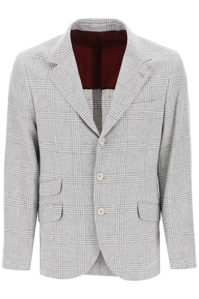 Shop Brunello Cucinelli Prince Of Wales Tailored Suit In Grey
