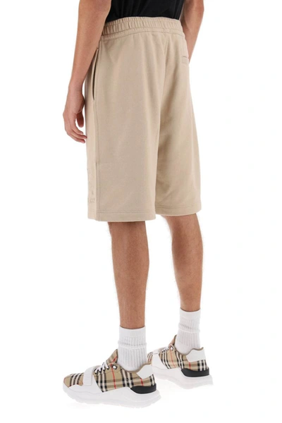 Shop Burberry Taylor Sweatshorts With Embroidered Ekd In Beige