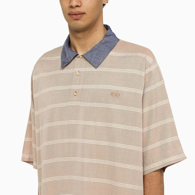Shop 4sdesigns Striped Khaki Oversize Polo Shirt In Green
