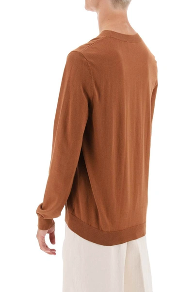 Shop Apc A.p.c. Crew-neck Cotton Sweater In Brown