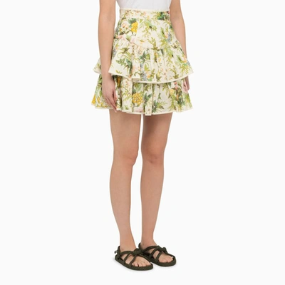 Shop Alemais Floral Frilled Mini Skirt In Multicolor