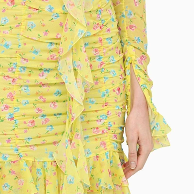 Shop Alessandra Rich Printed Short Dress In Yellow