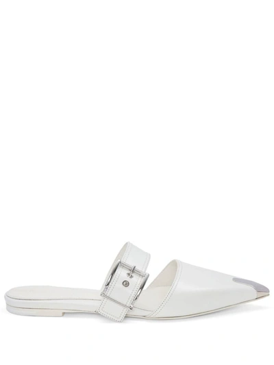 Alexander Mcqueen Mirror Pointed Open Back Sandals In Metallic