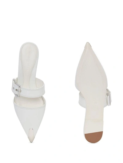 Alexander Mcqueen Mirror Pointed Open Back Sandals In Metallic