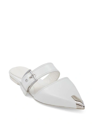 Alexander Mcqueen Mirror Pointed Open Back Sandals In Metallic
