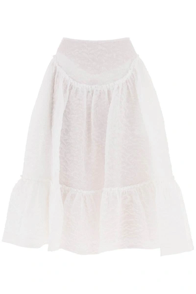 Shop Simone Rocha Cloqué Yoke Skirt In White