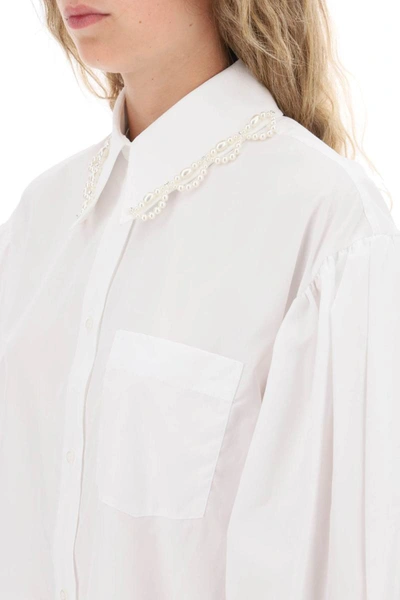 Shop Simone Rocha Puff Sleeve Shirt With Embellishment In White