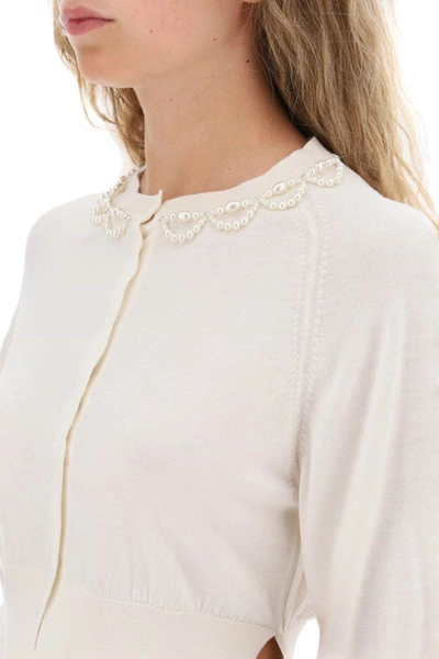 Shop Simone Rocha Wool Silk Cropped Cardigan In White